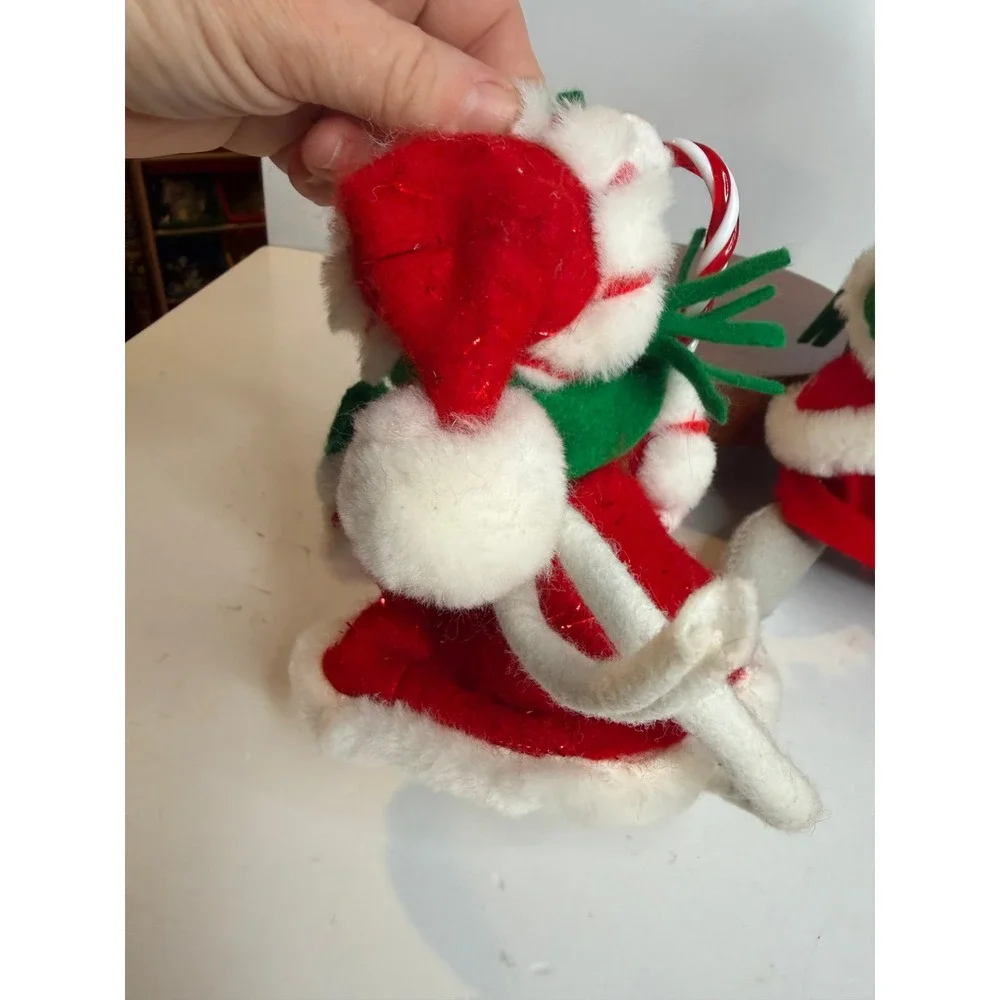 Vintage Annalee Christmas Mice Set Holiday Mouse Pair Candy Cane Gift 2008